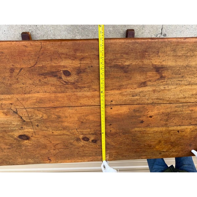 Antique 19th Century Farmhouse Trestle Base Dining Table For Sale - Image 4 of 12