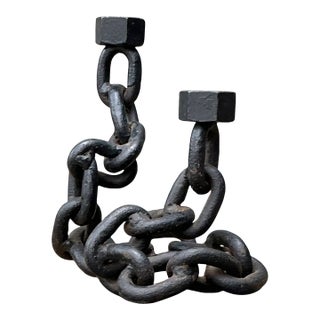Vintage Iron Chain Link Candle Holder For Sale