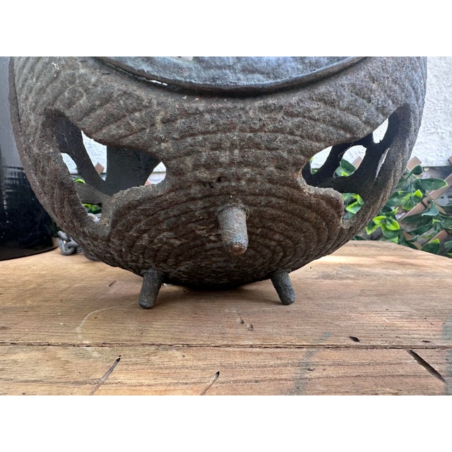 Antique Japanese Cast Iron Moon Lantern For Sale - Image 9 of 11