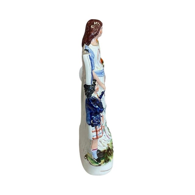 Staffordshire Mid 19th Century Staffordshire "Band of Hope" Spill Vase With Woman and Boy For Sale - Image 4 of 8