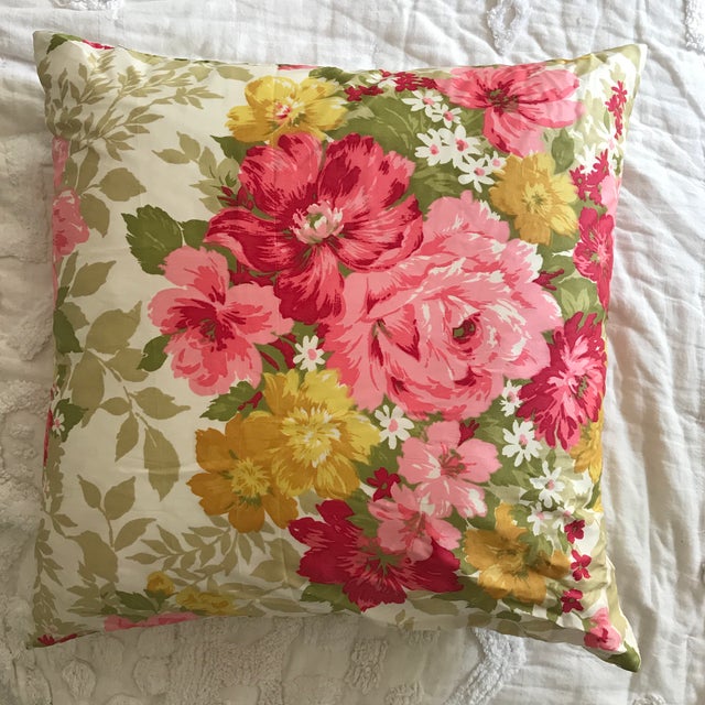 1990s Floral Silk Square Pillow | Chairish