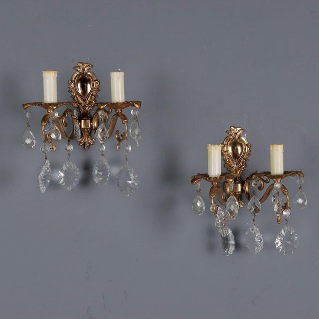 Gold Rococo Style Wall Lamps in Bronze, Italy, 20th Century, Set of 2 For Sale - Image 8 of 8