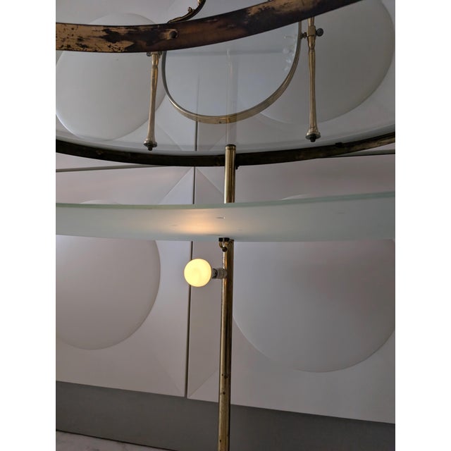 Vintage Italian Polka Dot-Etched Glass and Gilt Brass Illuminated Vanity by Luigi Brusotti, 1950s For Sale - Image 14 of 18