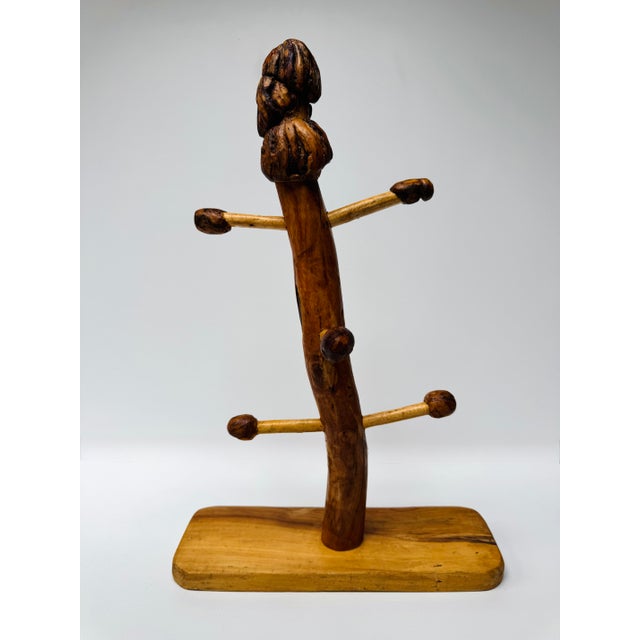 Mid-Century Modern Handcrafted Burlwood Mug Tree, Artisan Live Edge Coffee Cup Holder Rack For Sale - Image 3 of 12