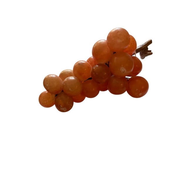 1940s 40s Vintage Italian Alabaster Grape Cluster With Real Vine Stem For Sale - Image 5 of 8