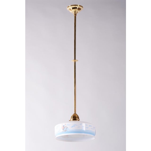 Art Deco Pendant Light in Brass and Painted Glass, Czech, 1930s For Sale - Image 11 of 11