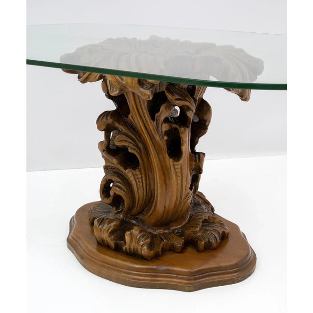 Wood Mid-Century Modern Carved Wooden Base Coffee Table For Sale - Image 7 of 10