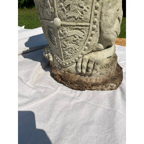Sculpture Materials Vintage Armorial Concrete Lion Statues a Pair For Sale - Image 7 of 10