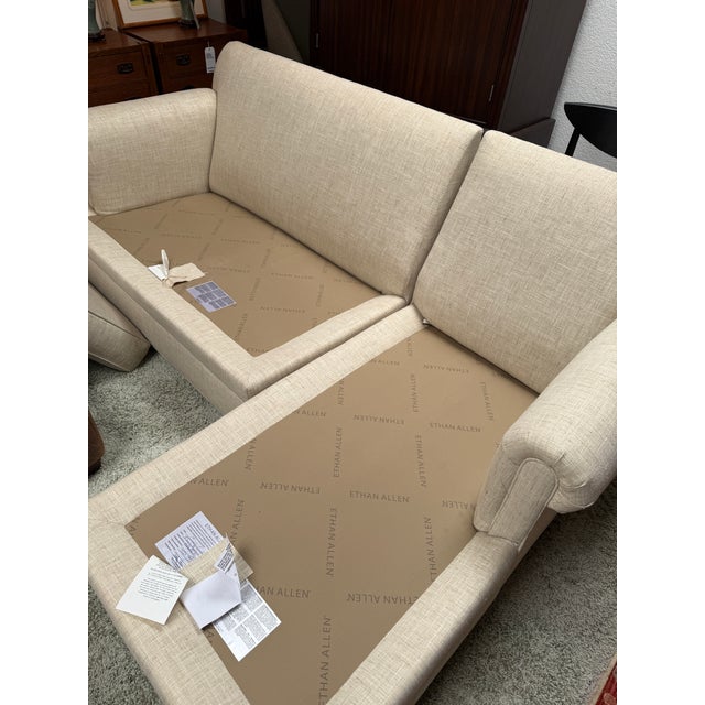 Ethan Allen Chaise Lounge Sectional For Sale - Image 10 of 12