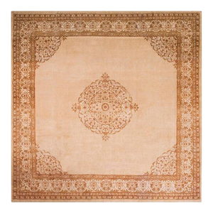 Fantastic Tan Camel Color With Central Medallion Design Antique Agra Rug