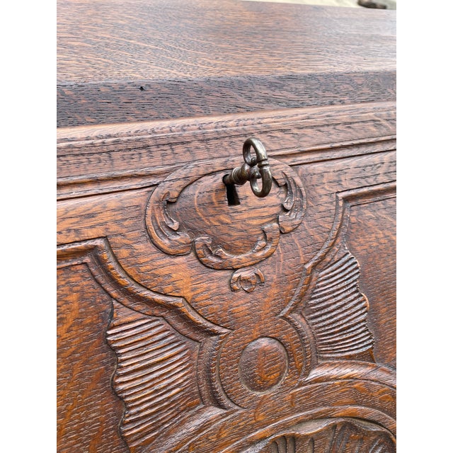 Vintage French Secretary Desk With Key For Sale In Dallas - Image 6 of 11