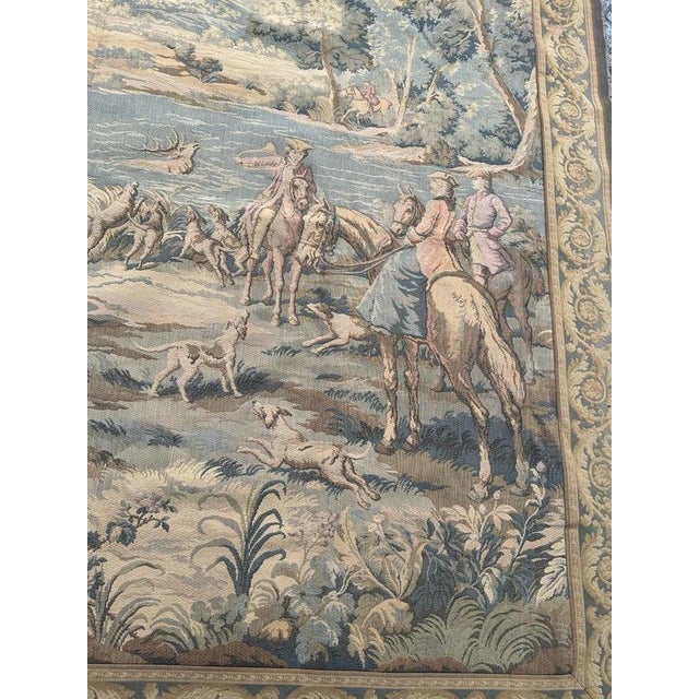 Vintage French Jacquard Tapestry Hunting with Hounds Motif in the style of Aubusson, 1970s For Sale - Image 6 of 18