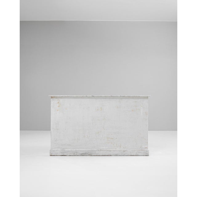 1900s French Wood White Patinated Shop Counter With Marble Top For Sale - Image 14 of 18