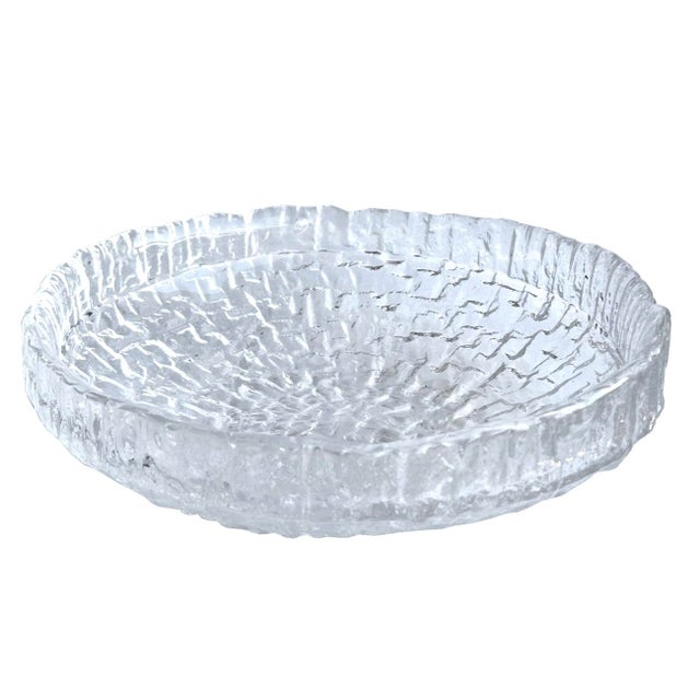 Glass Mid 20th Century Scandinavian Brutalist Textured Glass Bowl For Sale - Image 7 of 12