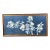 Large Vintage Hand Painted Showa Era Japanese Byobu Folding Silk Screen MCM Signed Blue Gold Floral 72" For Sale