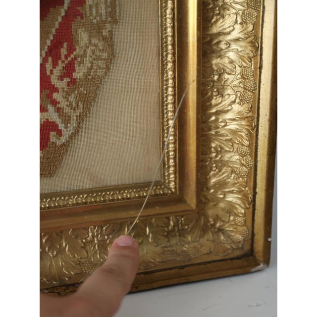 Large Framed 19th Century Folk Art Woolwork of a King Charles Spaniel on a Cushion For Sale - Image 10 of 15