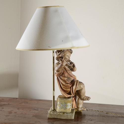 Wooden Angel Cherub Lamp For Sale - Image 4 of 8