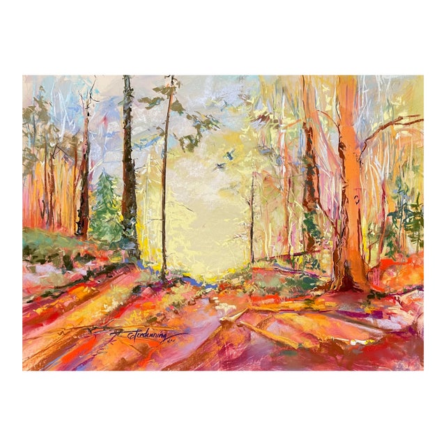 Susan Glendenning Forest Interior Pastel For Sale
