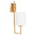 Abstract Matthew Izzo Home Beckham Gold Leaf Wall Sconce With Linen Shade For Sale - Image 3 of 3