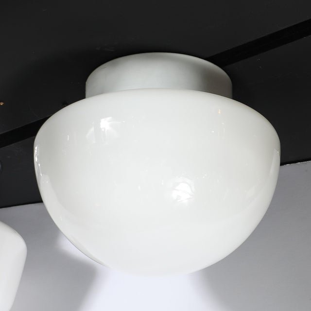 1970s Mid-Century Reverse Dome Form Milk Glass Flush Mount Chandelier by Lightolier For Sale - Image 5 of 9