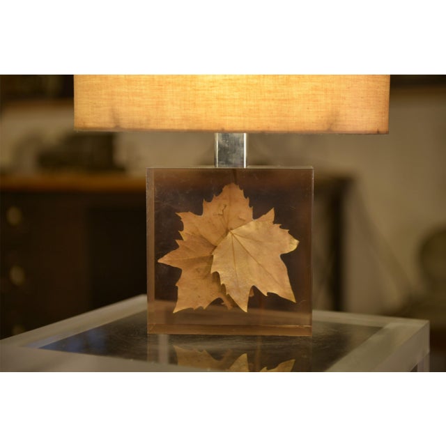 1970s Lamp with Plane Tree Leaf Inclusion by Pierre Giraudon, 1970s For Sale - Image 5 of 11