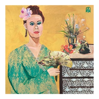 The Flower Gatherer, Original Collage by Adria Becker For Sale