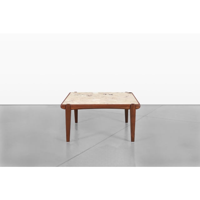 Wood Mid-Century Modern Walnut and Faux Marble Side Tables For Sale - Image 7 of 13