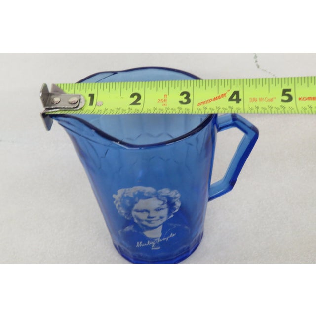 Glass Shirley Temple Cobalt Blue Hazel Atlas Glass Milk Creamer Pitcher For Sale - Image 7 of 12