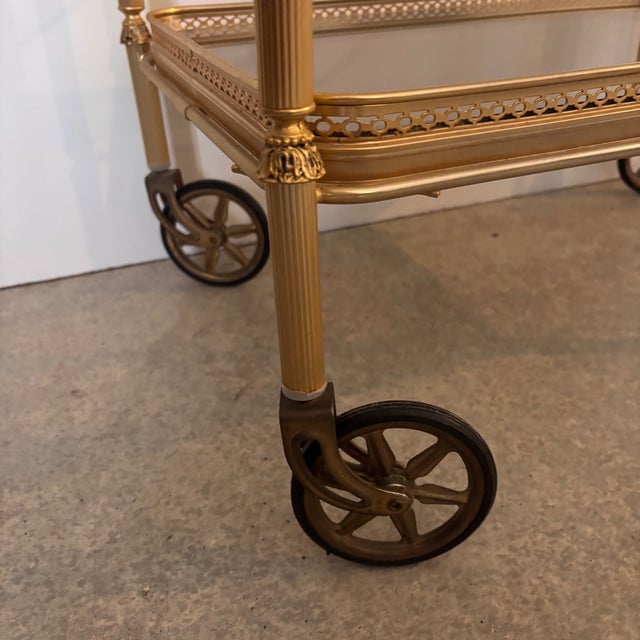 Serving Cart in Gilded Brass For Sale - Image 4 of 7