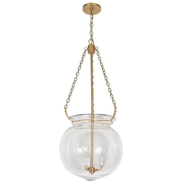 Gold "Fishbowl" Glass and Brass Pendant For Sale - Image 8 of 8