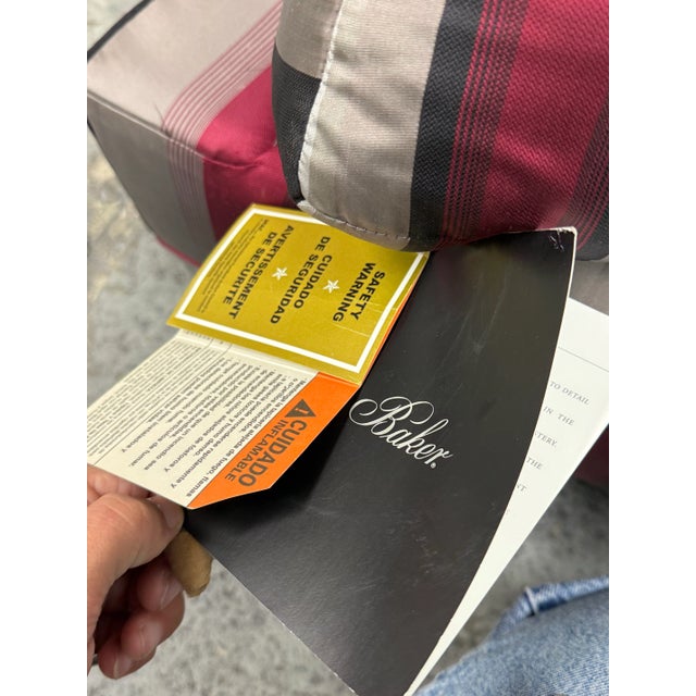 Baker Furniture Rolled Arm Wing Chair + Ottoman, Set For Sale - Image 12 of 12