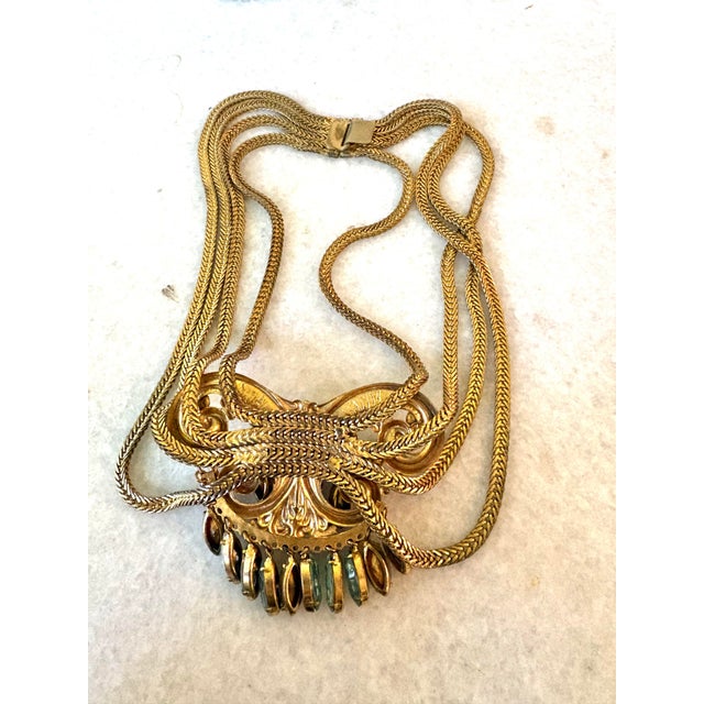 Early 20th Century Stunning Art Deco and Gold Fill and Rhinestone Necklace For Sale - Image 5 of 7