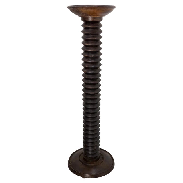 Mid-Century French Pedestal in White Wood in the style of Dudouyt, 1960s For Sale