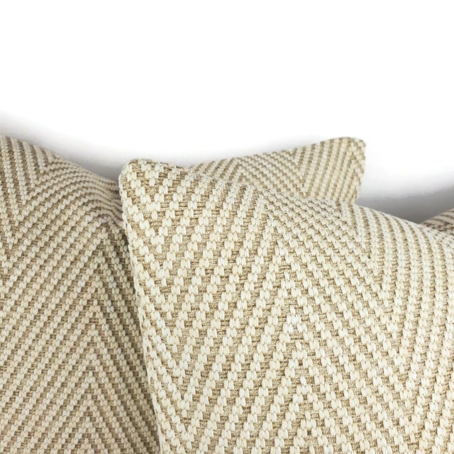 Abstract Kravet Bow Herringbone in Sand Pillow Cover For Sale - Image 3 of 7