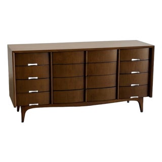 Mid-Century Modern Walnut 12-Drawer Dresser by American of Martinsville For Sale