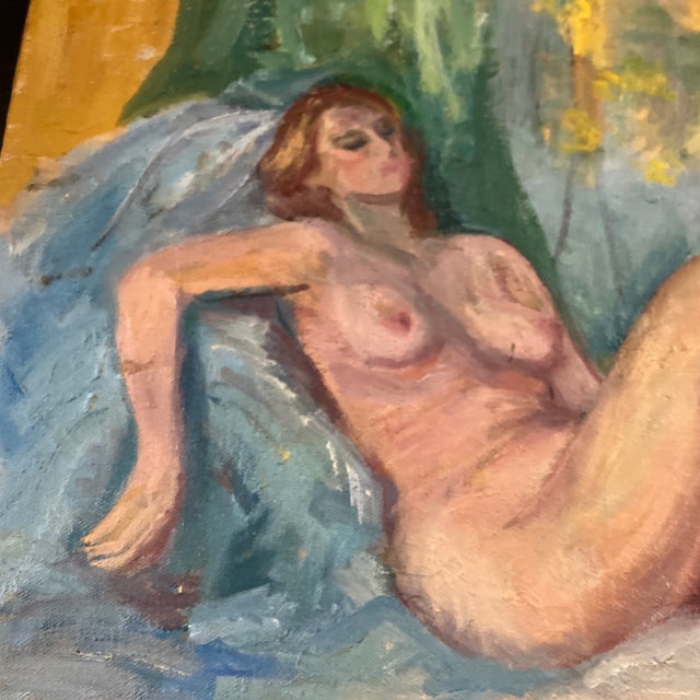 1970’s Vintage Impressionist Female Nude in Interior Painting For Sale - Image 4 of 5
