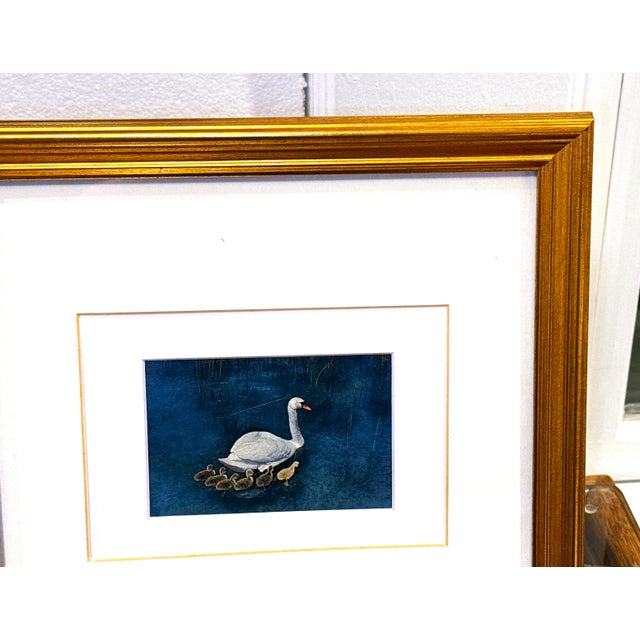 Framed Vintage Swan Postcard, 1960s Bavarian Südbild Print For Sale - Image 4 of 8