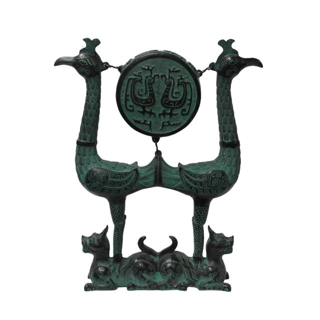 Chinese Oriental Green Bronze-Ware Home Decor Display For Sale