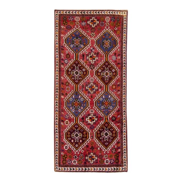 Vintage Persian Heriz Handmade Tribal Motif Red Wool Runner For Sale