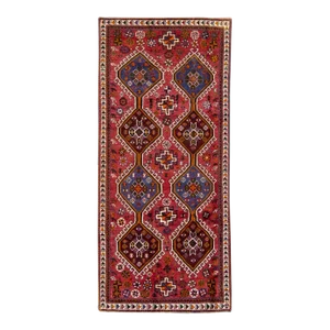 Vintage Persian Heriz Handmade Tribal Motif Red Wool Runner
