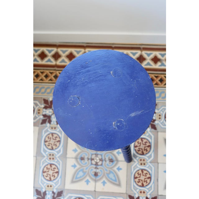 Vintage Tripod Stool in Turned Wood, 1970s For Sale - Image 6 of 7