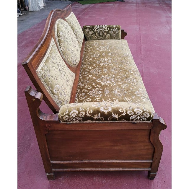 Italian Art Nouveau Sofa Bed in Damask Fabric For Sale - Image 17 of 18