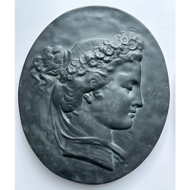 Ceramic Pair of Large 16" Tall Bacchante Roman Figures Ceramic Plaques For Sale - Image 7 of 12