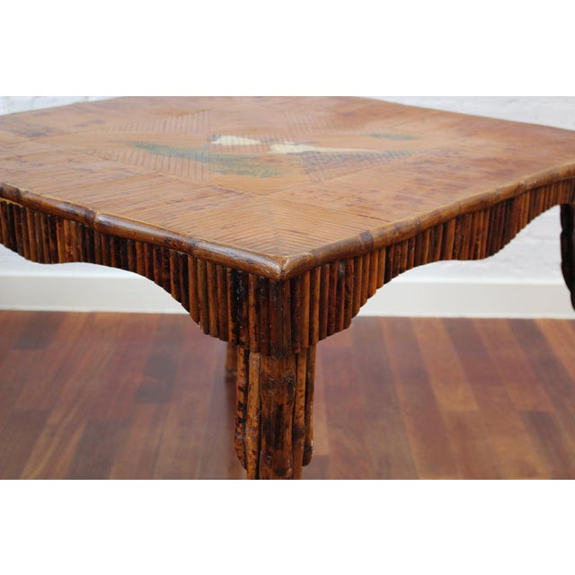 Chinoiserie Bamboo Rattan Card Table, 1890s For Sale - Image 15 of 18