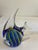 Glass Vintage Blown Art Glass Fish Sculpture – Blue & Yellow Striped For Sale - Image 7 of 11