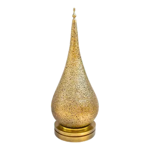 Vintage Moroccan Calligraphy-Engraved Brass Table Lamp