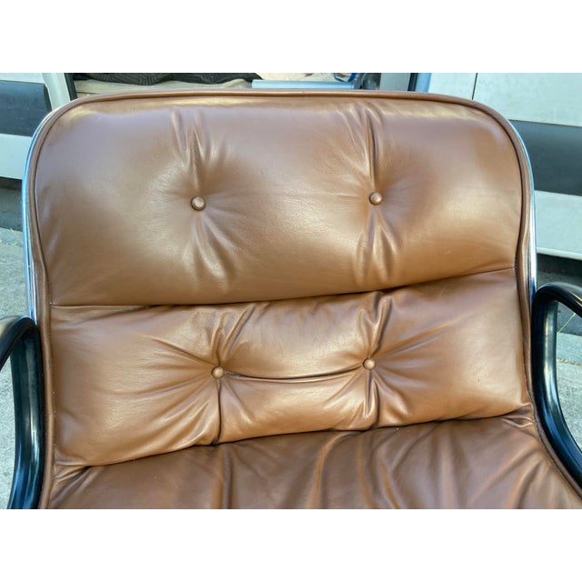 Knoll Vintage Charles Pollock for Knoll Brown Leather Desk Chair For Sale - Image 4 of 18