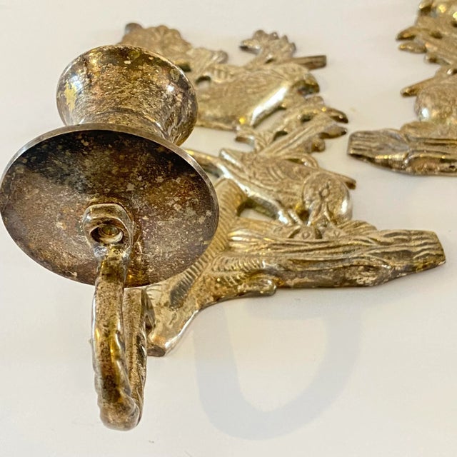 Vintage Indian Bird Motif Wall Candle Sconces — A Pair For Sale - Image 4 of 10