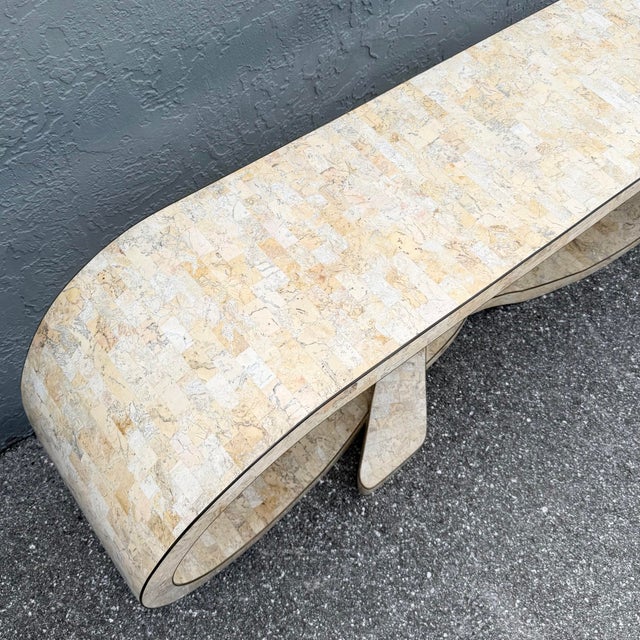 Metal Postmodern Tessellated Stone Maitland Smith Waterfall Ribbon Console Table For Sale - Image 7 of 10
