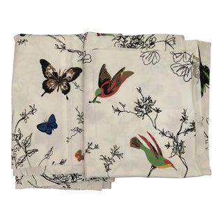 Schumacher Birds and Butterflies Fabric Remnants- 2 Panels For Sale